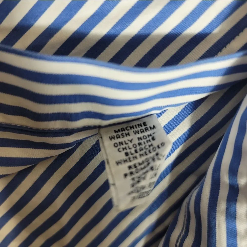 Polo Ralph Lauren Classic Fit Blue White Stripe Button Down Shirt Men M Vtg 90's